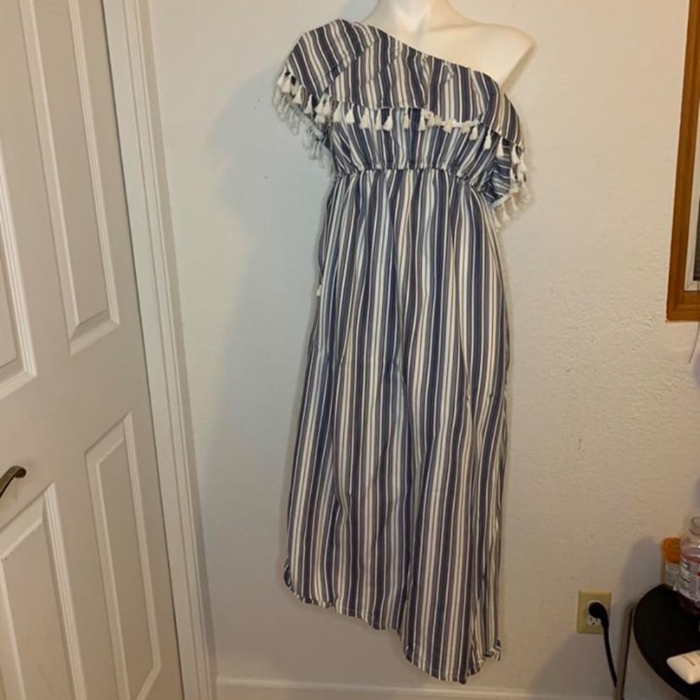 One Shoulder Stripped Maternity Dress